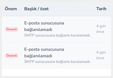 Bildirim listesi — mobil