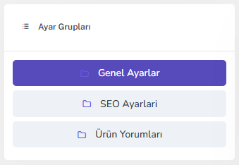 Sistem ayarları kartı — masaüstü