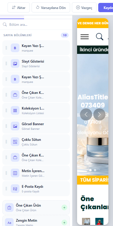 Adım 2 — Tema editörü — mobil